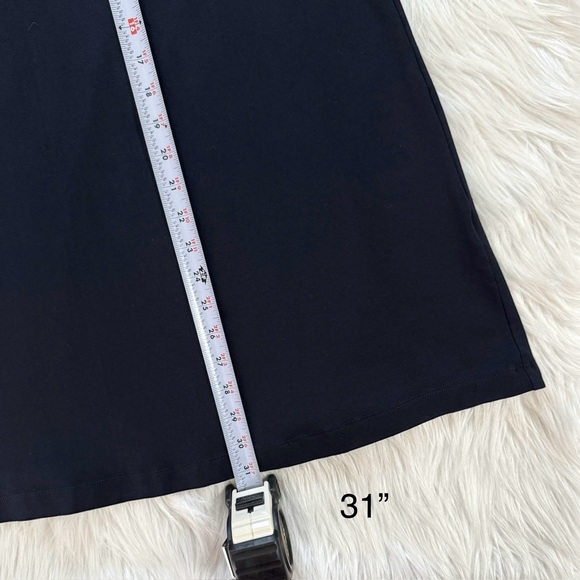 Chico’s Navy Blue Snap Button Long Sleeve Pima Cotton Knit Tunic Top Tee L - Picture 9 of 10